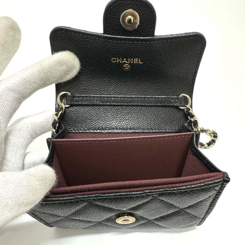 CHANEL Black Caviar Leather Logo Pochette Wallet - Picture 8 of 13
